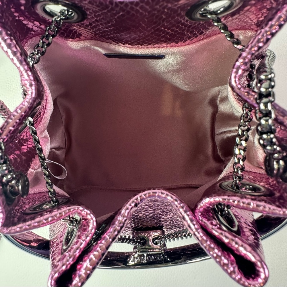 NEW JIMMY CHOO BON BON CANDY WRAP LEATHER METAL TOP HANDLE CROSSBODY NWT! - Picture 8 of 15